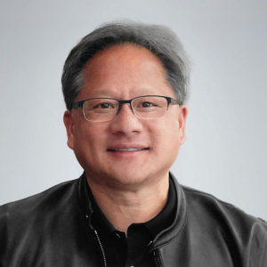 Jensen Huang NVIDIA CEO portrait gray hair glasses leather jacket visionary AI semiconductor leader inspiring tech entrepreneurs innovation artificial intelligence next generation business pioneers