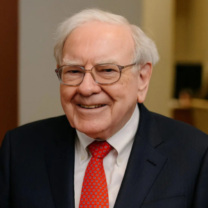 Warren Buffett Berkshire Hathaway chairman portrait glasses suit red tie legendary investor value investing wisdom business principles inspiring financial entrepreneurs timeless success strategies